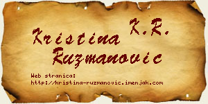 Kristina Ružmanović vizit kartica